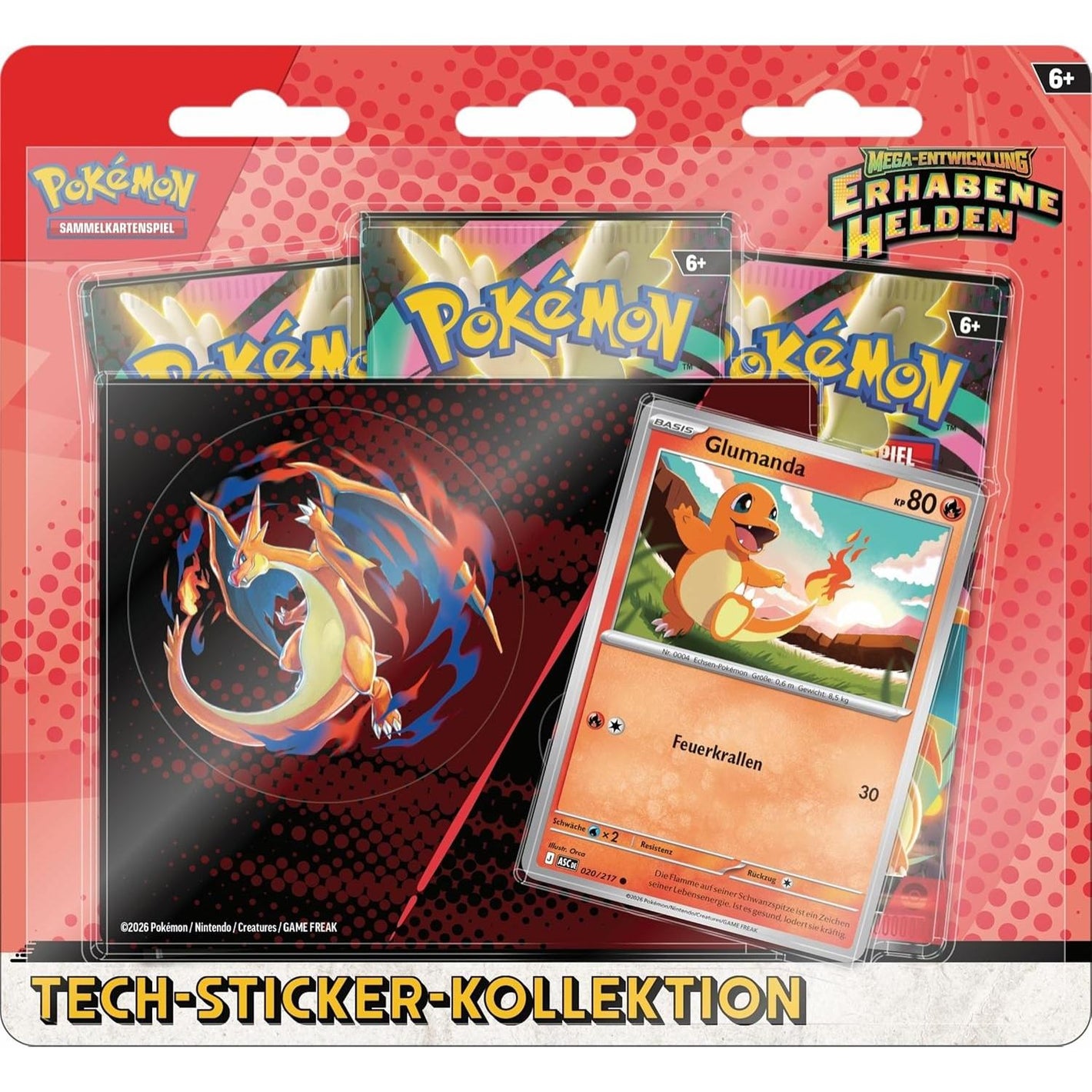 Pokémon Erhabene Helden Glumanda Tech Sticker Kollektion deutsch