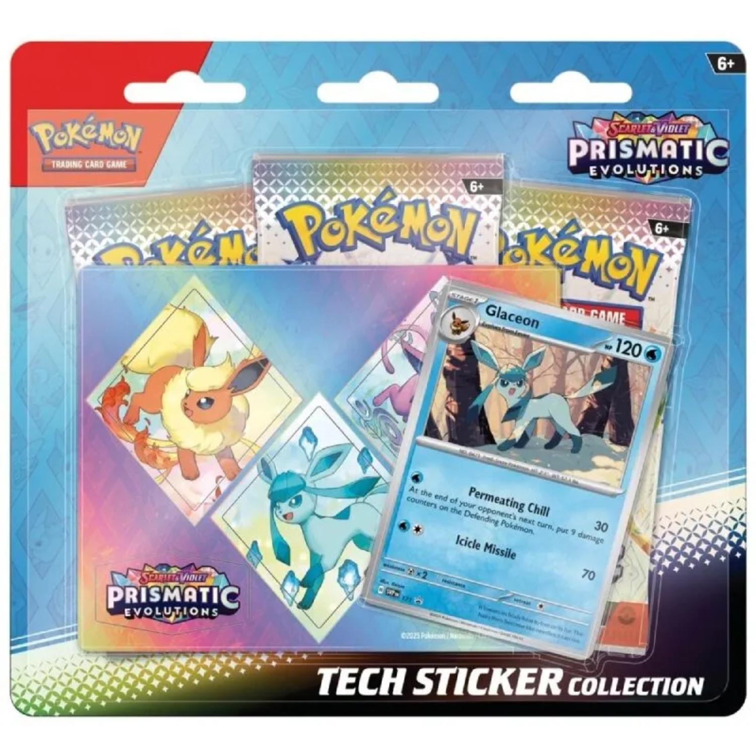 Pokémon Prismatic Evolutions Glaceon Tech Sticker Collection englisch