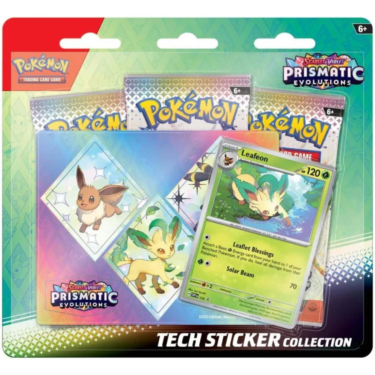 Pokémon Prismatic Evolutions Leafeon Tech Sticker Collection englisch