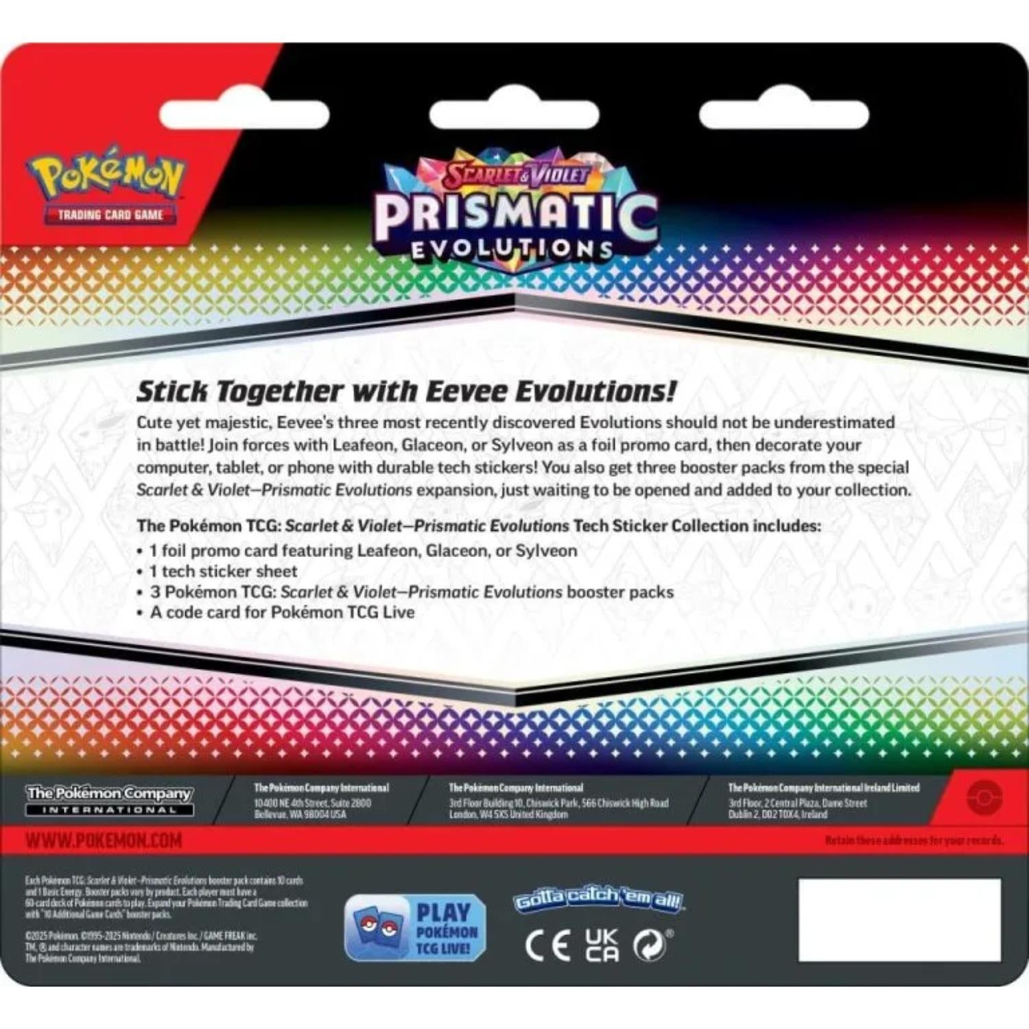 Pokémon Prismatic Evolutions Glaceon Tech Sticker Collection englisch