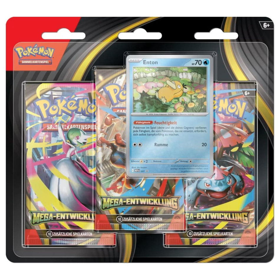 Pokemon Mega Evolution 3 Pack Blister Psyduck german