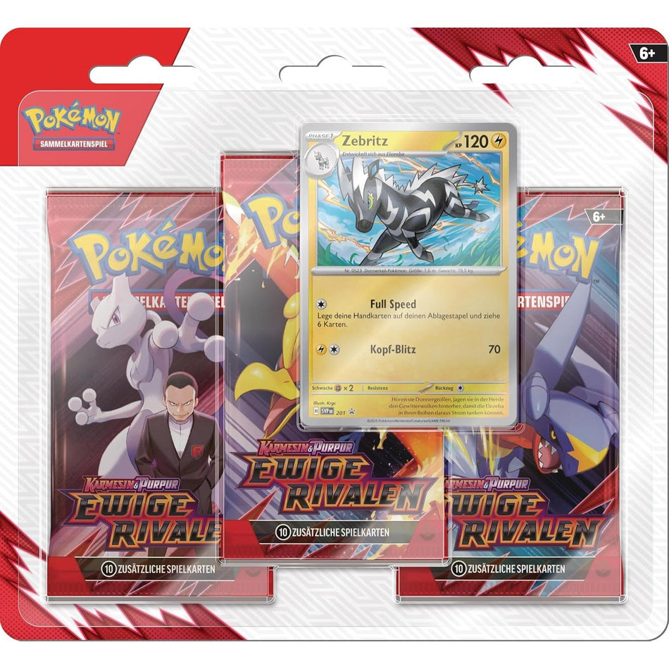 Pokemon Scarlet & Violet Destined Rivals Zebstrika 3 Pack Blister german